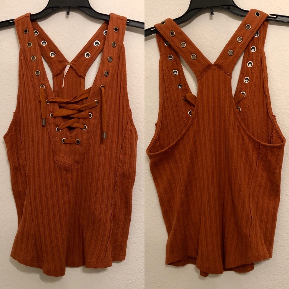 Free people, tie up, racer back tank